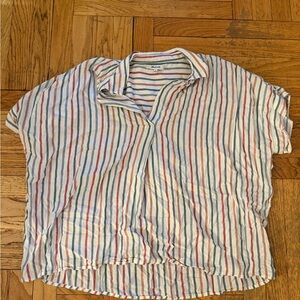 Madewell White Shirt with Red, Blue & Green Stripes